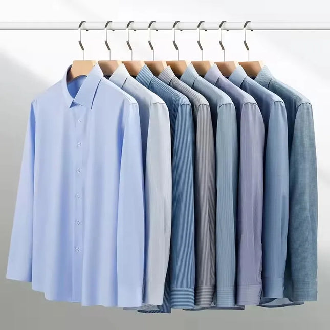 Stylish Long Sleeve Stripe Shirts for Men - Wrinkle Resistant Casual Wear