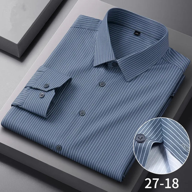 Stylish Long Sleeve Stripe Shirts for Men - Wrinkle Resistant Casual Wear