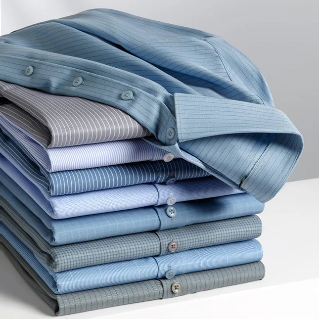 Stylish Long Sleeve Stripe Shirts for Men - Wrinkle Resistant Casual Wear