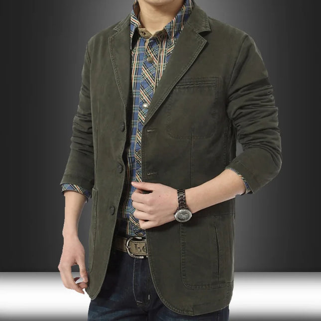 Stylish Men's Blazer - Casual Three Button Cotton Coat for Fashion