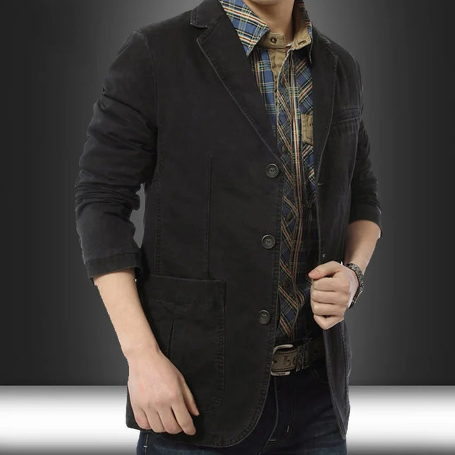 Stylish Men's Blazer - Casual Three Button Cotton Coat for Fashion