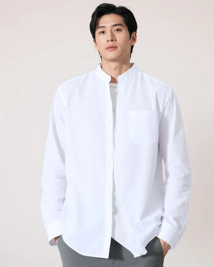 Stylish Men's Business Shirt - 100% Cotton Long Sleeve, 5XL Size