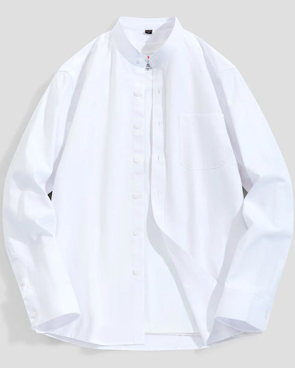 Stylish Men's Business Shirt - 100% Cotton Long Sleeve, 5XL Size