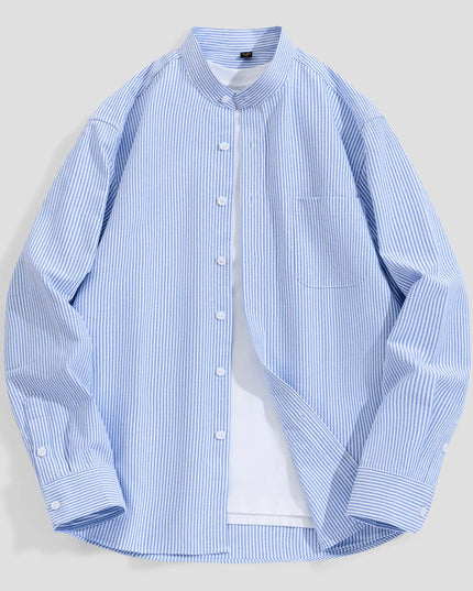 Stylish Men's Business Shirt - 100% Cotton Long Sleeve, 5XL Size