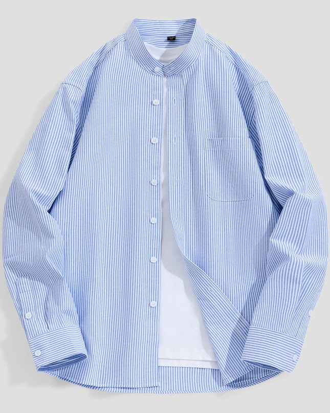 Stylish Men's Business Shirt - 100% Cotton Long Sleeve, 5XL Size