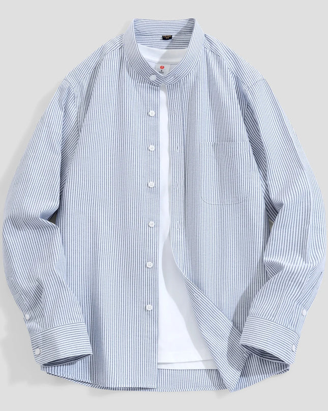 Stylish Men's Business Shirt - 100% Cotton Long Sleeve, 5XL Size