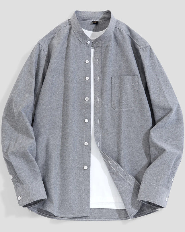 Stylish Men's Business Shirt - 100% Cotton Long Sleeve, 5XL Size