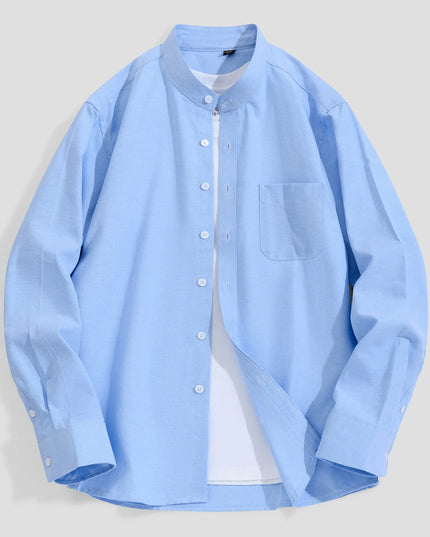 Stylish Men's Business Shirt - 100% Cotton Long Sleeve, 5XL Size