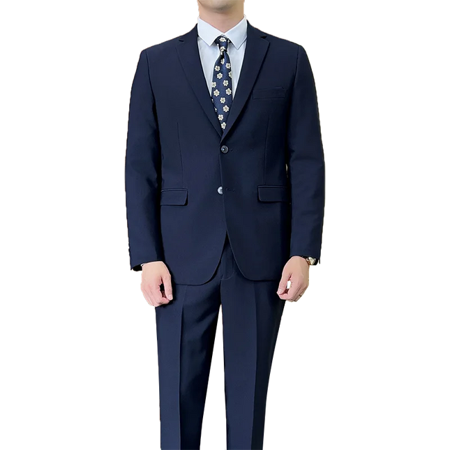 Stylish Men's Solid Color Business Suit - Blazer and Pants Set