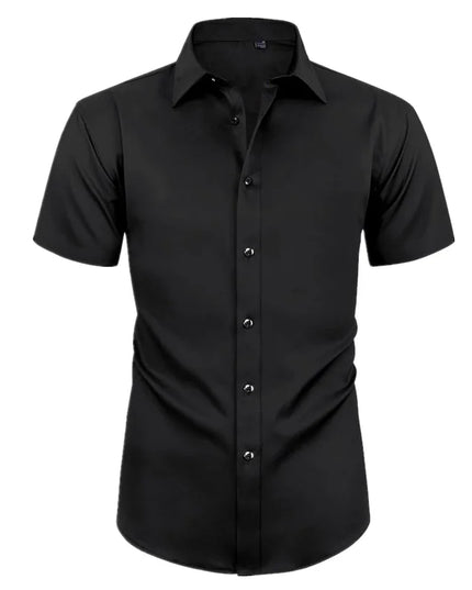 Summer Men's Short Sleeve Dress Shirt - Anti-Wrinkle, Elastic Fit
