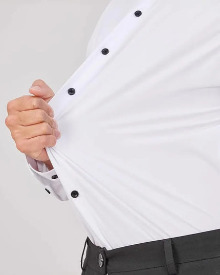 Summer Men's Short Sleeve Dress Shirt - Anti-Wrinkle, Elastic Fit