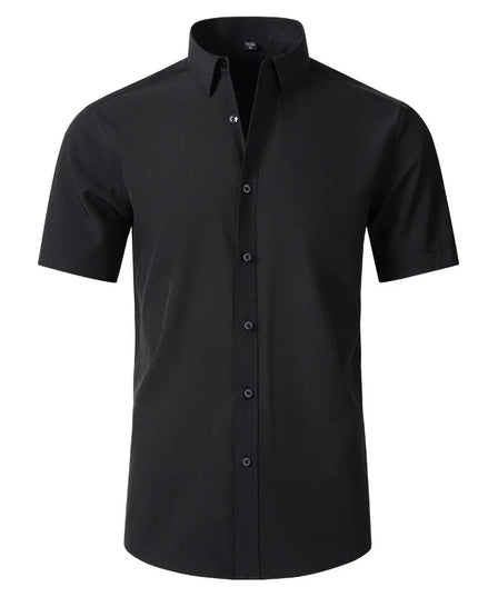 Summer Men's Short Sleeve Dress Shirt - Anti-Wrinkle, Elastic Fit