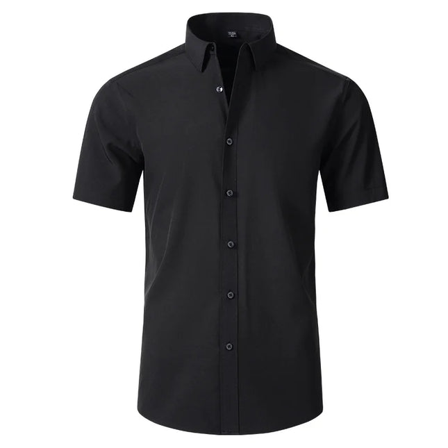 Summer Men's Short Sleeve Dress Shirt - Anti-Wrinkle, Elastic Fit