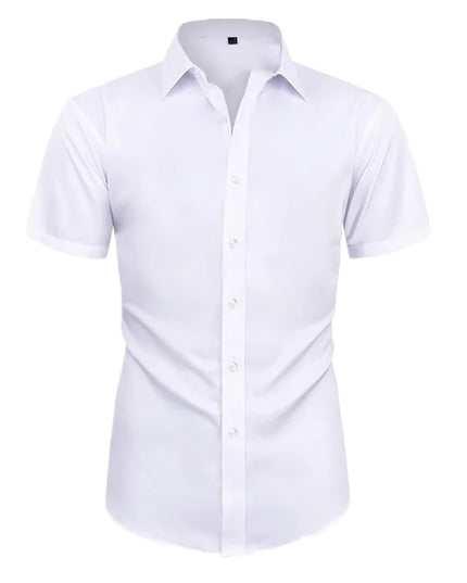 Summer Men's Short Sleeve Dress Shirt - Anti-Wrinkle, Elastic Fit