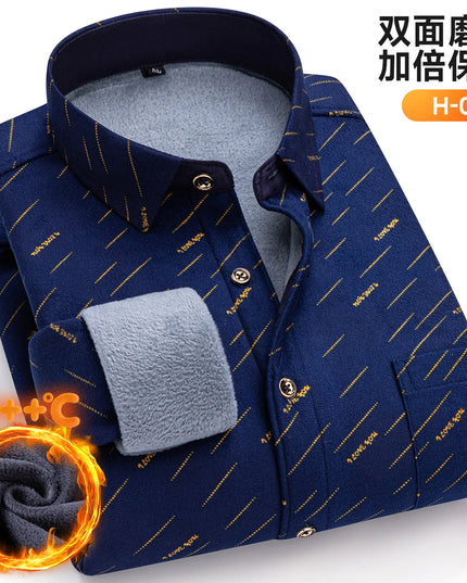Thickened Men's Plaid Fleece Shirt - Warm Long Sleeve Winter Wear