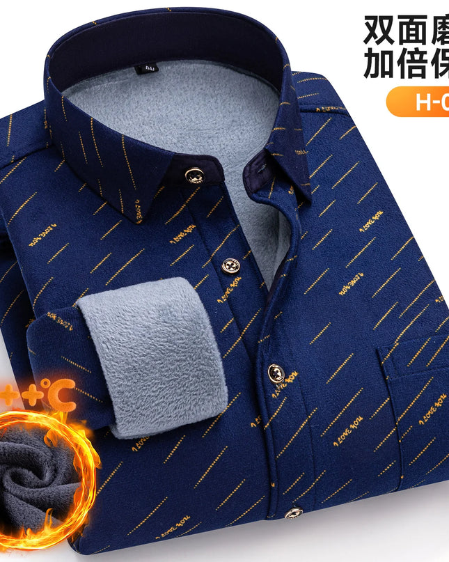 Thickened Men's Plaid Fleece Shirt - Warm Long Sleeve Winter Wear