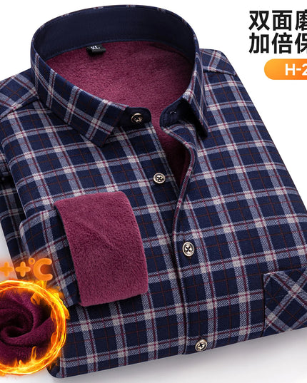 Thickened Men's Plaid Fleece Shirt - Warm Long Sleeve Winter Wear
