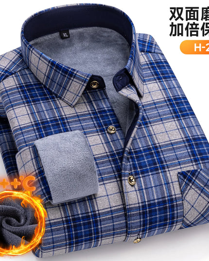 Thickened Men's Plaid Fleece Shirt - Warm Long Sleeve Winter Wear