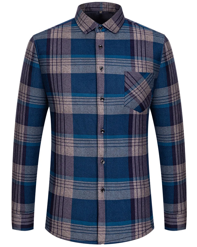 Thickened Men's Plaid Fleece Shirt - Warm Long Sleeve Winter Wear