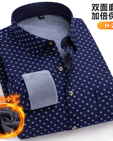 Thickened Men's Plaid Fleece Shirt - Warm Long Sleeve Winter Wear