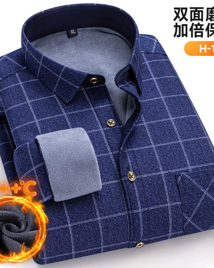 Thickened Men's Plaid Fleece Shirt - Warm Long Sleeve Winter Wear