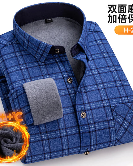 Thickened Men's Plaid Fleece Shirt - Warm Long Sleeve Winter Wear