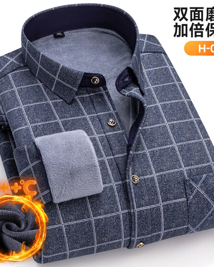 Thickened Men's Plaid Fleece Shirt - Warm Long Sleeve Winter Wear