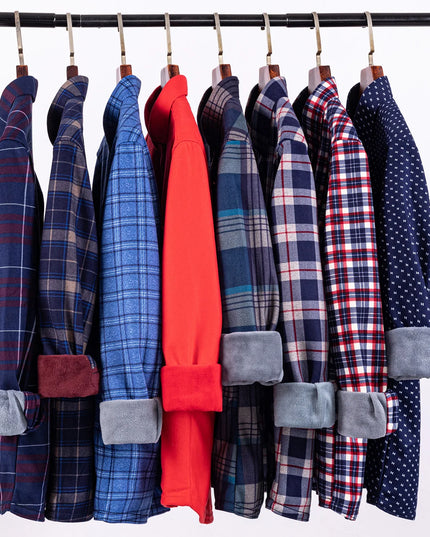 Thickened Men's Plaid Fleece Shirt - Warm Long Sleeve Winter Wear