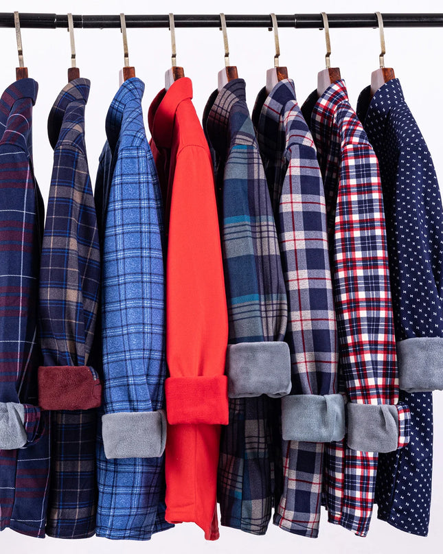 Thickened Men's Plaid Fleece Shirt - Warm Long Sleeve Winter Wear
