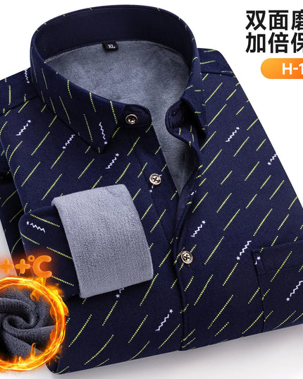 Thickened Men's Plaid Fleece Shirt - Warm Long Sleeve Winter Wear
