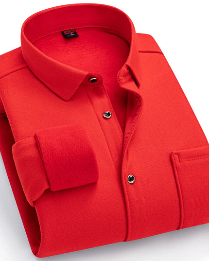 Thickened Men's Plaid Fleece Shirt - Warm Long Sleeve Winter Wear