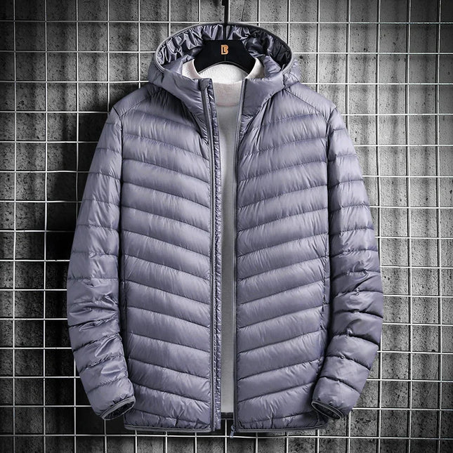 True Down Men's Lightweight Hooded Jacket - Plus-Size Winter Wear