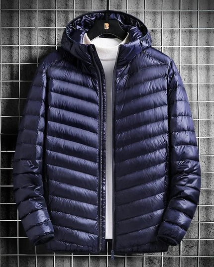 True Down Men's Lightweight Hooded Jacket - Plus-Size Winter Wear