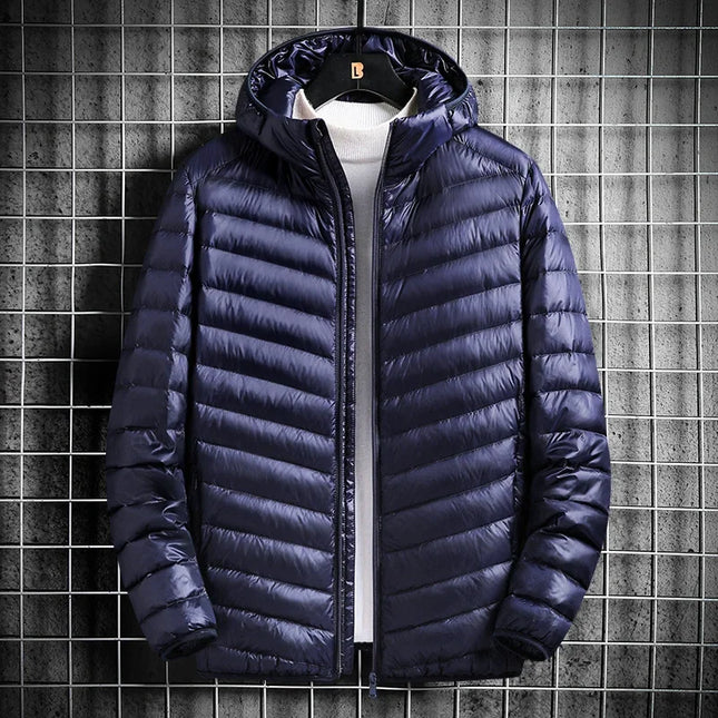 True Down Men's Lightweight Hooded Jacket - Plus-Size Winter Wear