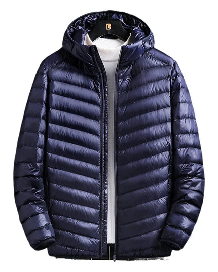 True Down Men's Lightweight Hooded Jacket - Plus-Size Winter Wear