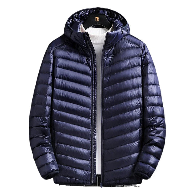 True Down Men's Lightweight Hooded Jacket - Plus-Size Winter Wear