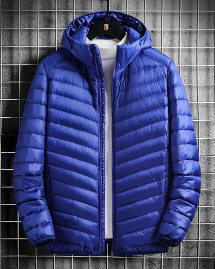 True Down Men's Lightweight Hooded Jacket - Plus-Size Winter Wear