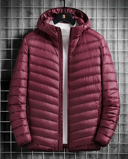 True Down Men's Lightweight Hooded Jacket - Plus-Size Winter Wear