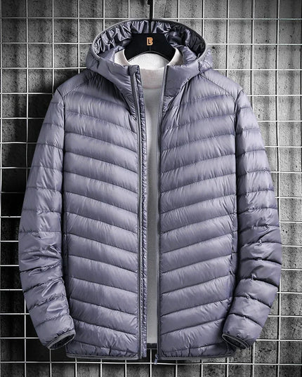 True Down Men's Lightweight Hooded Jacket - Plus-Size Winter Wear