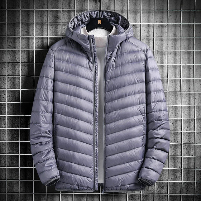 True Down Men's Lightweight Hooded Jacket - Plus-Size Winter Wear