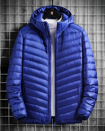 True Down Men's Lightweight Hooded Jacket - Plus-Size Winter Wear