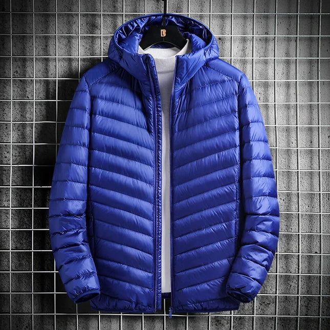True Down Men's Lightweight Hooded Jacket - Plus-Size Winter Wear