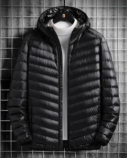 True Down Men's Lightweight Hooded Jacket - Plus-Size Winter Wear