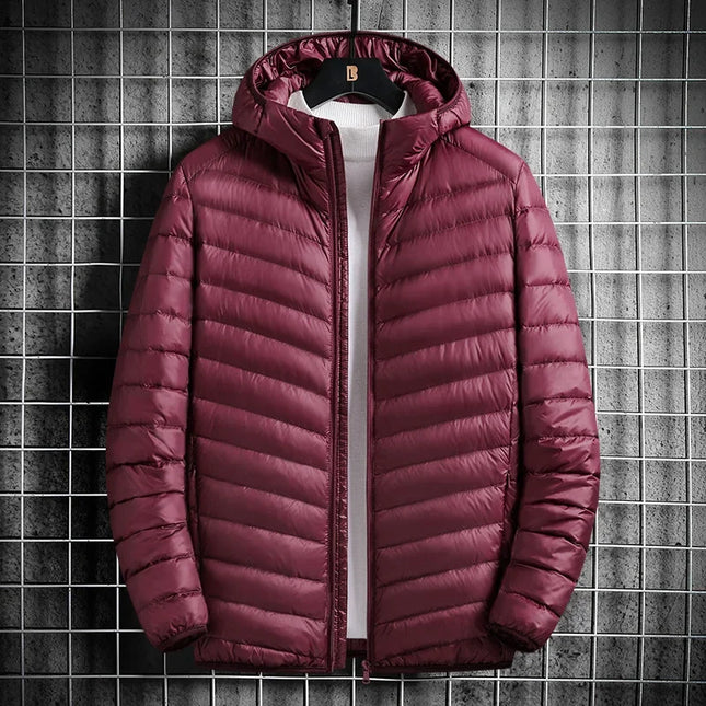 True Down Men's Lightweight Hooded Jacket - Plus-Size Winter Wear