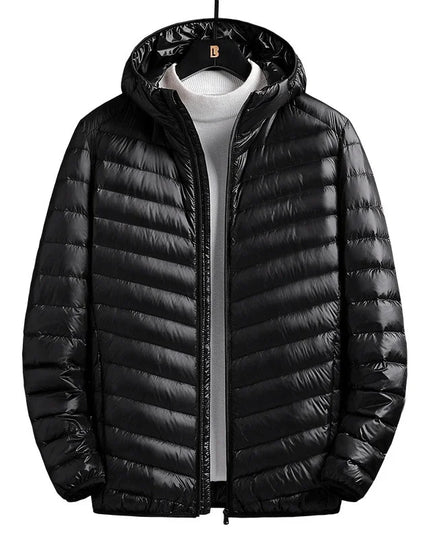 True Down Men's Lightweight Hooded Jacket - Plus-Size Winter Wear