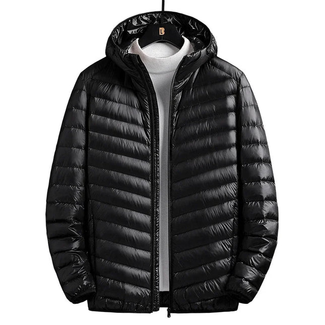 True Down Men's Lightweight Hooded Jacket - Plus-Size Winter Wear