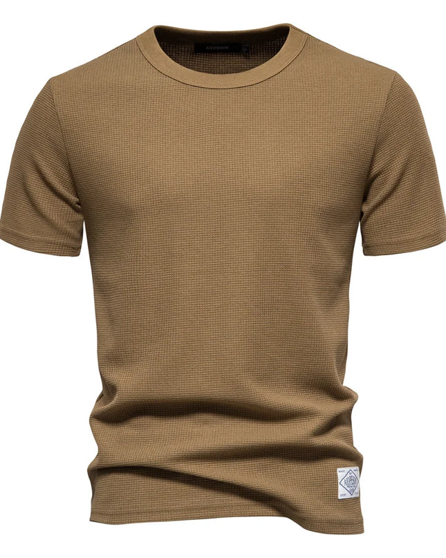 Waffle T-shirts for Men - Casual Short-Sleeved Tops