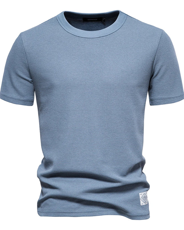 Waffle T-shirts for Men - Casual Short-Sleeved Tops