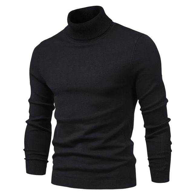 Warm Slim Fit Turtleneck Sweater for Men - Casual Winter Style