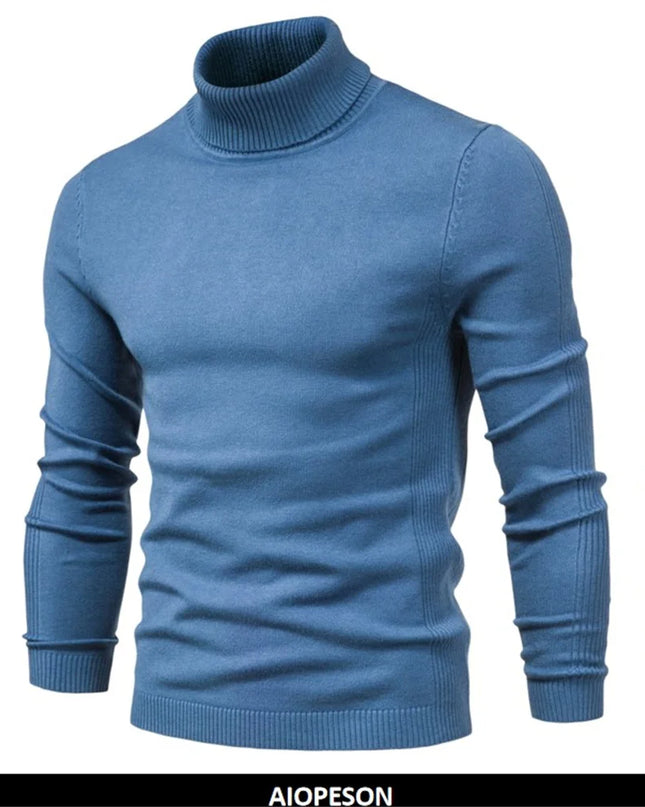 Warm Slim Fit Turtleneck Sweater for Men - Casual Winter Style